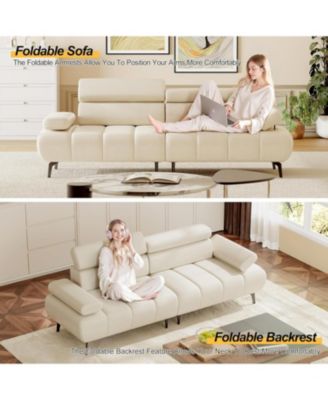 Sofa Couch, Couches for Living Room, Morden 3 Seater PU Leather Sofas with Adjustable Headrest and Armrest, for Bedroom, Office