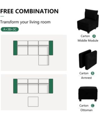 Sectional Sofa with Storage Four Seat L Shaped Couch Storage Ottoman Modern Velveteen Modular Sectional Apartment