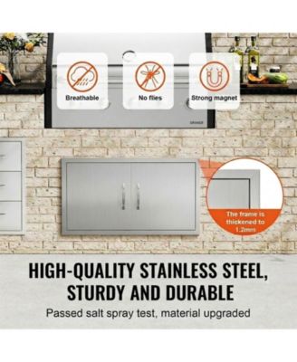 34W x 19H in Double Stainless Steel BBQ Access Door for BBQ Island Grilling