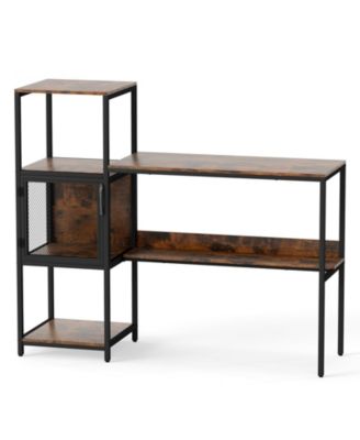 Home Office Desk with Bookshelf, Shelves, and Storage Cabinet