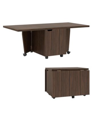 Foldable Extendable Coffee Table with Storage Cabinet