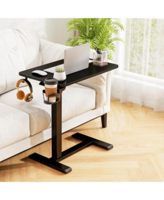 Mobile Height Adjustable Overbed Table with Cup Holder, 24 x 16 in