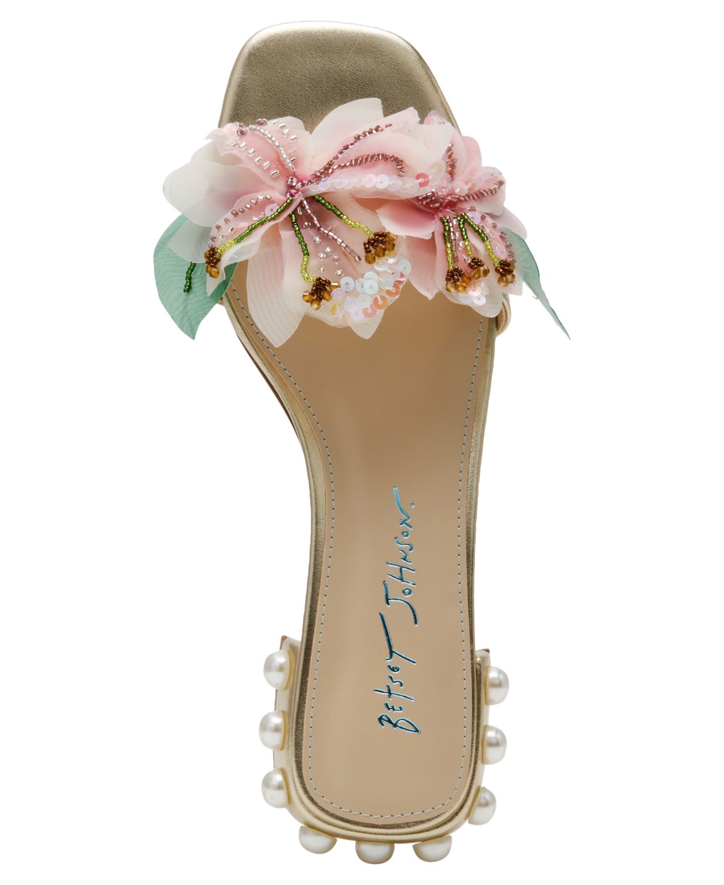Женские сандалии Betsey Johnson Rosia Floral Slip-On Dress Sandals, цвет: Светлый золотой — фото 4