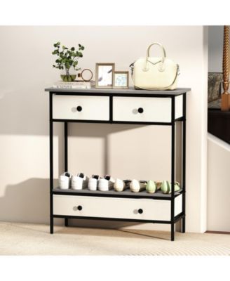 Farmhouse Console Table with Open Storage Shelf for Hallway