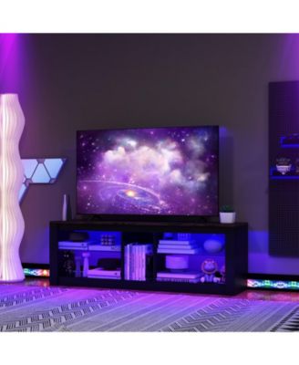 Modern TV Stand with LED Light and Adjustable Shelves for TVs up to 65 inch