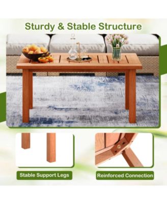 Slatted Wood Patio Coffee Table for Deck and Poolside