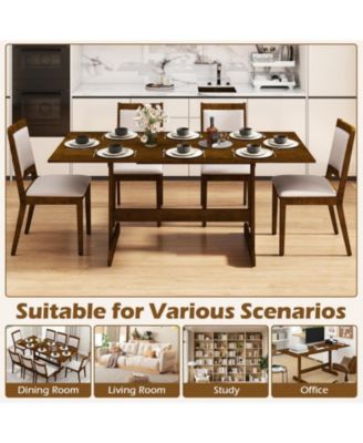 71 in Farmhouse Rectangular Dining Table for 6-8 with Rubber Wood Legs