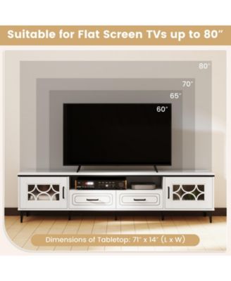 Farmhouse TV Stand for TVs up to 80 Inch with 2 Drawers