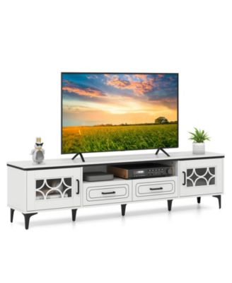 Farmhouse TV Stand for TVs up to 80 Inch with 2 Drawers