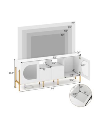 TV Stand for 70 Inch TV with Power Outlets Drawers and Open Shelves