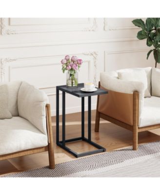 C-Shaped Metal Side Table with Adjustable Foot Pads, 17 x 12 x 21.5 in