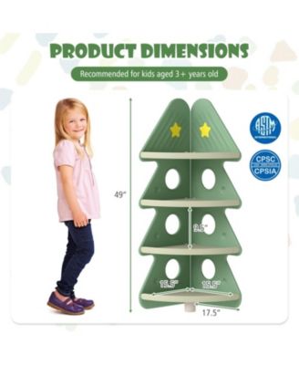 4-Tier Kids Corner Bookshelf with Tree-Shaped Design and Display Shelves