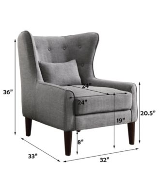 Classic Wingback Linen Chair with Button Tufting and Solid Wood Legs