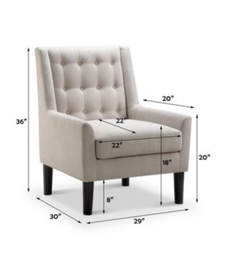 Velvet Button-Tufted Accent Chair with Ergonomic Back and Solid Wood Legs