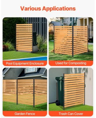 Wood Privacy Screen 39in x 61in 1-Panel Outdoor Fence for Garden and Pool Area
