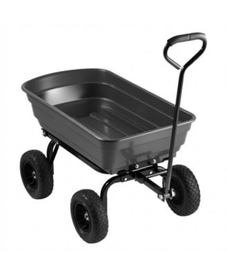 600 lbs Poly Dump Cart Wagon with 90 Quick-Dump and 180 Swivel Wheels