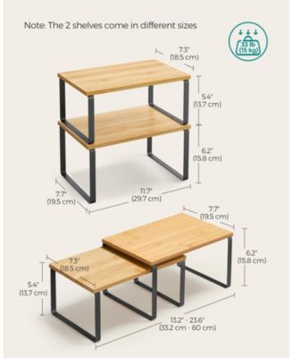 Stackable Expandable Cabinet Organizer Metal Wood Spice Rack