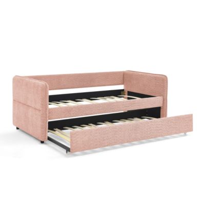 Boucle Daybed w/ Twin Trundle Sofa Bed
