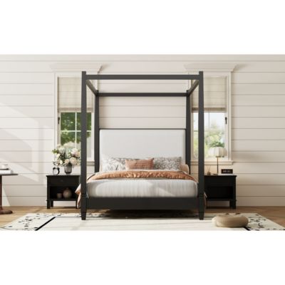 Canopy Platform Bed w/Upholstered Headboard