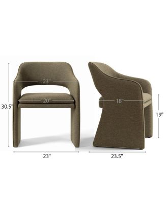 Set of 2 Dining Chairs, 19-Inch Upholstered Dining Armchairs
