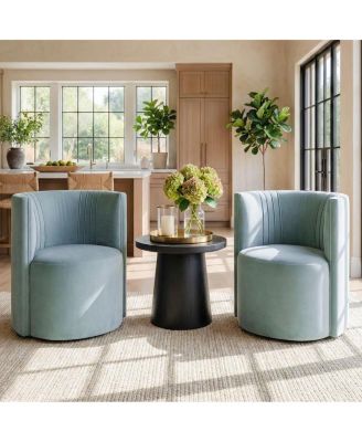 Velvet Swivel Barrel Accent Chair 360degree(s) Rotating Tub Chair, 1 Piece