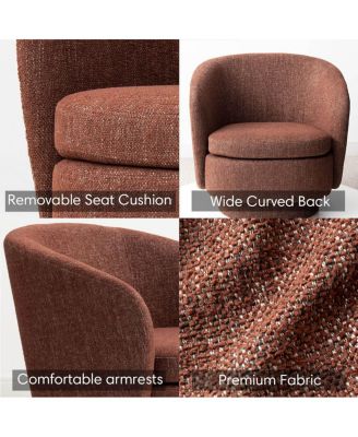 30.5 Swivel Barrel Accent Chair, Textured Fabric Round Armchair, 1 Pc