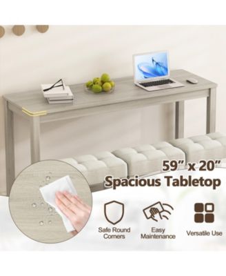 4-Piece Counter Height Bar Table Set with 3 Upholstered Stools and Built-in Charging Station, 59 x 20 x 35.5 in