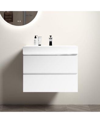 30" Wall Mounted Bathroom Vanity with Sink, Modern Minimalist MDF Floating Bathroom Vanity without Faucet, Pre-Assembled