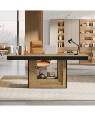 Modern Large Rectangular Executive Desk, 63'' Computer Desk and Writing Table