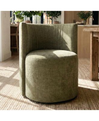 Textured Fabric Swivel Barrel Accent Dining Chair With Casters 1 Pc