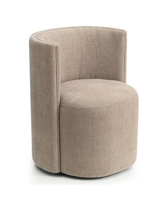 Textured Fabric Swivel Barrel Accent Dining Chair With Casters 1 Pc