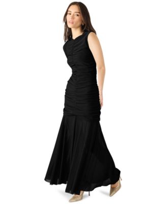 Women's Ruched Crewneck Maxi Dress