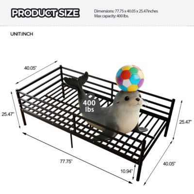 Heavy-Duty Metal Twin Daybed Sofa Bed Platform