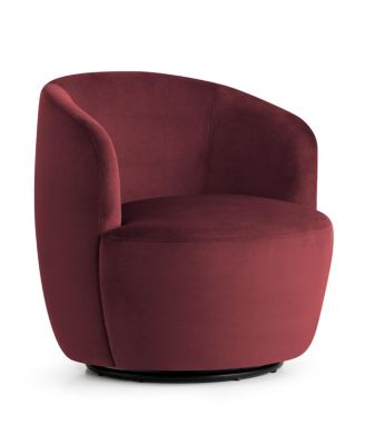 Velvet Swivel Barrel Accent Chair 27 Inch Wide Upholstered 1 Piece