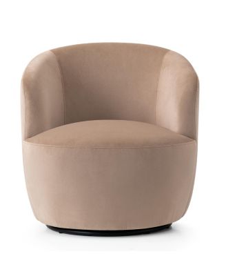Velvet Swivel Barrel Accent Chair 27 Inch Wide Upholstered 1 Piece