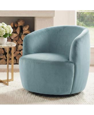 Velvet Swivel Barrel Accent Chair 27 Inch Wide Upholstered 1 Piece
