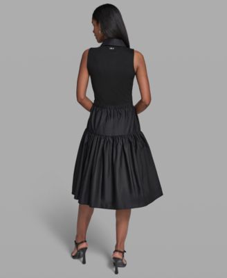 Petite V-Neck Polo Collared Dress