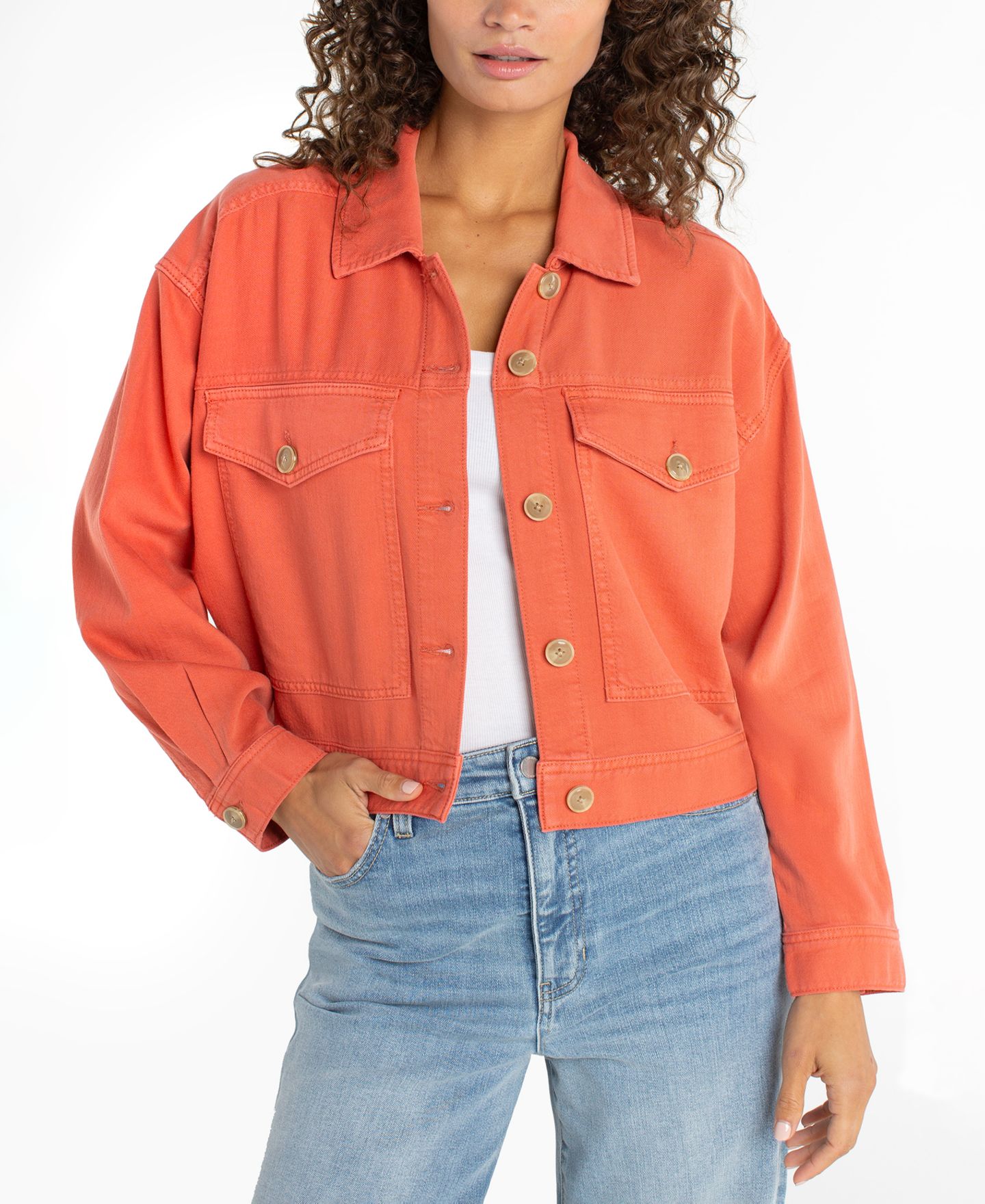 Женская куртка Liverpool Los Angeles Cropped Oversized Denim Jacket, цвет: Красный глиняный — фото 2