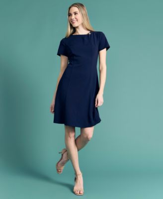 maggy london navy blue dress Maggy London Boat Neck Midi Dress, Size 14, Navy Blazer