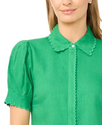 Women's Short-Sleeve Collared Button Up Shirt