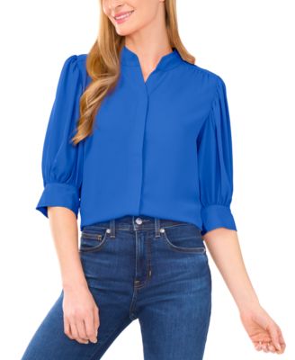 Women's 3/4-Sleeve Collared Button-Down Top