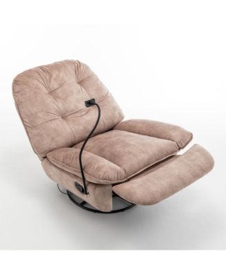 Swivel Rocking Recliner Chair, Single Lounge Chair with Phone Holder, Comfortable Relaxing Chair for Living Room and Office