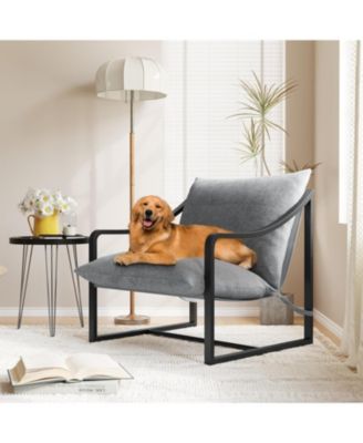 Set of 2 Sling Accent Chairs, Removable Cushion, Lounge Chairs for Living Room, Bedroom, Patio, Easy Assembly