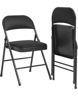 6-Pack Folding Chairs with Padded Cushion and Back, PU Leather, Stackable, Portable for Dining, Office, Indoor/Outdoor