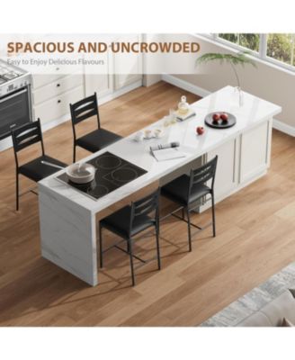 Set of 4 Bar Stools, Counter Height Bar Chairs with Footrest and Back, 37.8" Tall for Kitchen Island