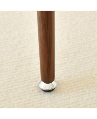 Set of 4 Upholstered Dining Chairs, Modern Fabric, Walnut Metal Legs