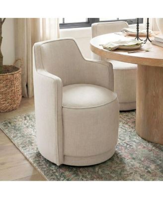 Swivel Dining Armchair, Upholstered Barrel Accent Chair, 1 Pc