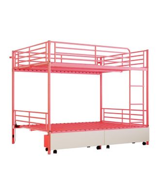 Metal Bunk Bed w/USB, Split, Storage, Guardrail