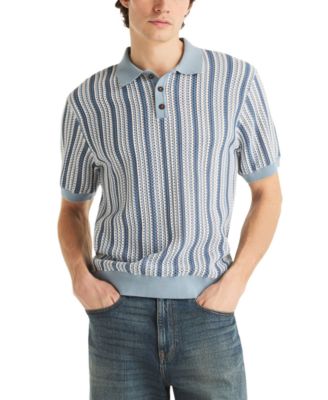 Men’s Short-Sleeve Striped Polo Sweater
