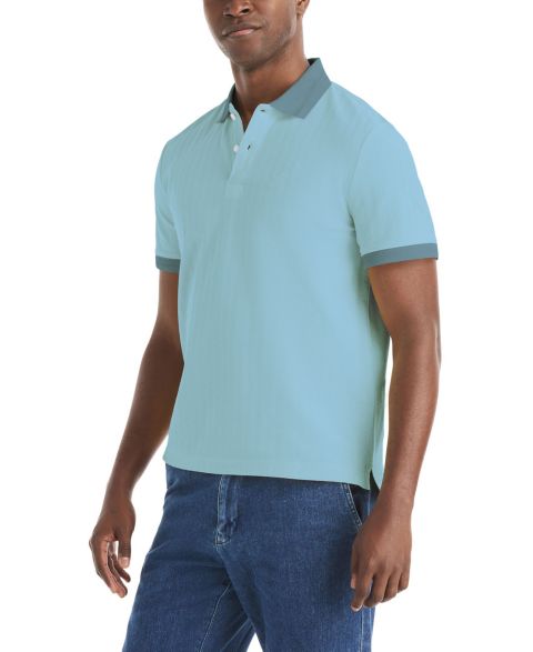 Мужское поло Nautica Herringbone Short-Sleeve Polo Shirt, цвет: Пляжный синий